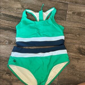 Nani Green and Navy One Piece Swimsuit with bonus top that also matches
